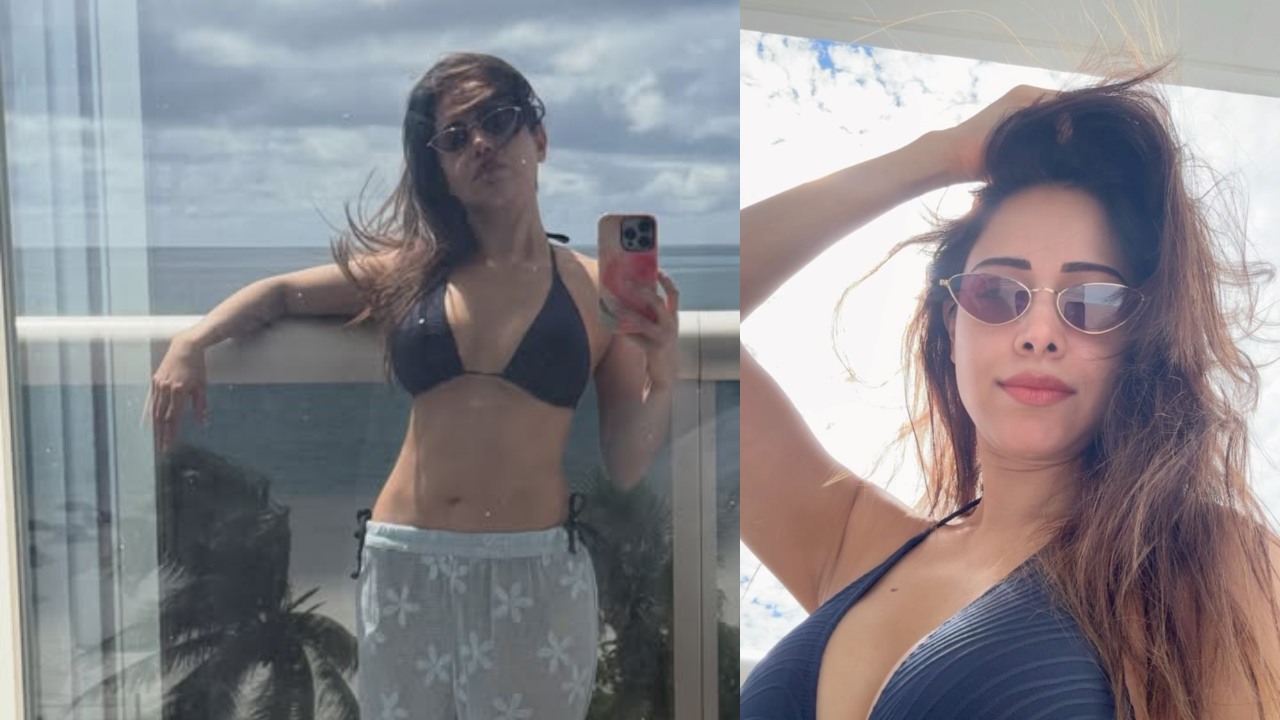 Nushrratt Bharuccha’s Sheer White Pants and Blue Bralette Top Look Is Bold & Breezy 1