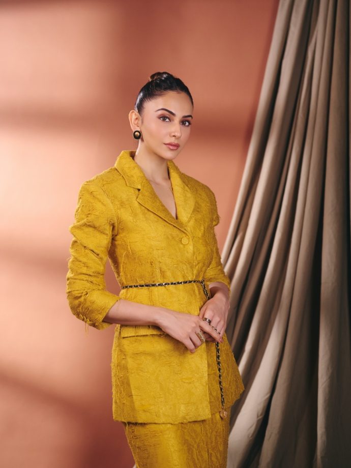 Rakul Preet Singh Stuns In Mustard Yellow Skirt Suit 1