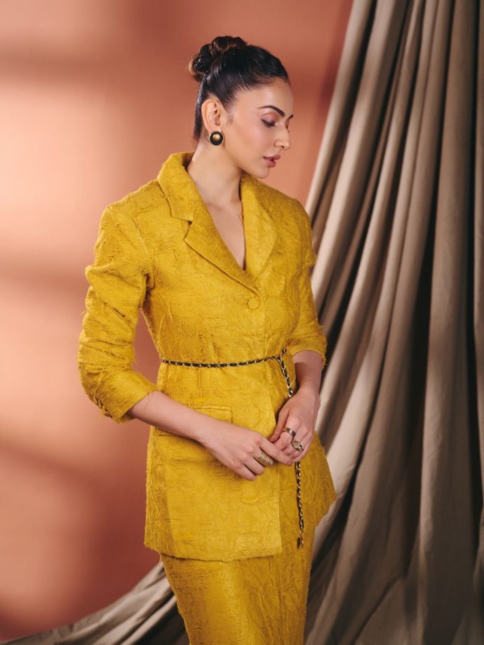 Rakul Preet Singh Stuns In Mustard Yellow Skirt Suit 1