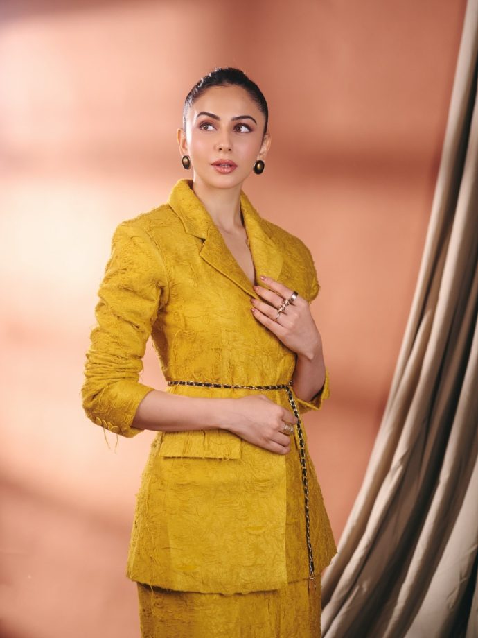 Rakul Preet Singh Stuns In Mustard Yellow Skirt Suit 1