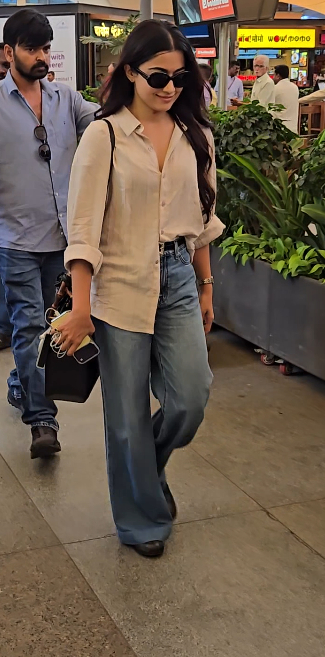 Rashmika Mandanna Nails Casual Airport Style 1