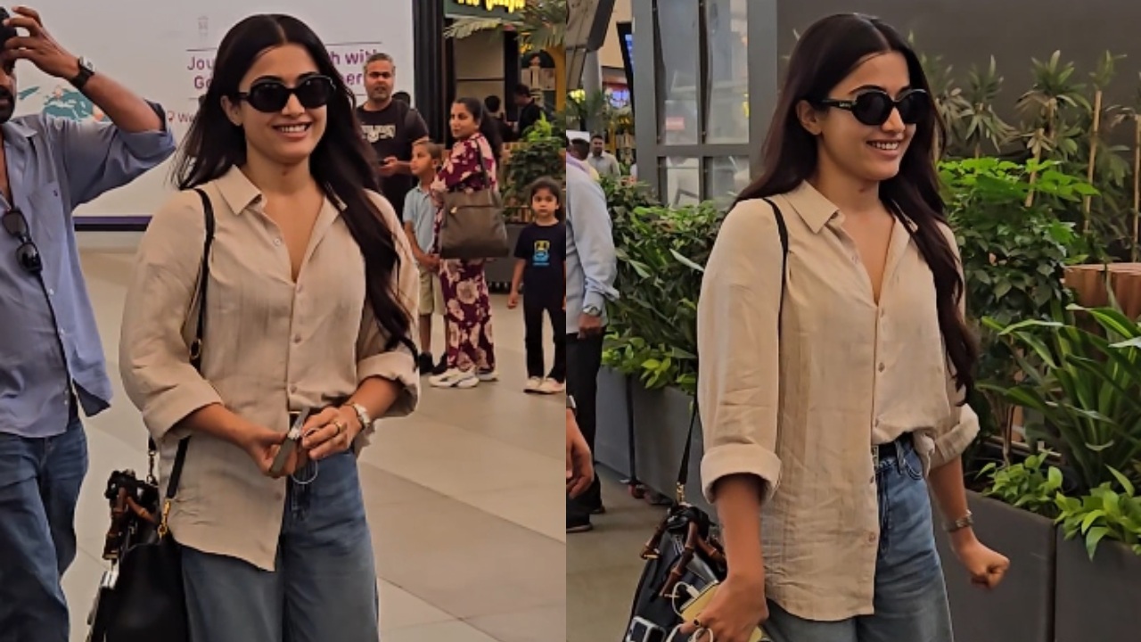 Rashmika Mandanna Nails Casual Airport Style 1
