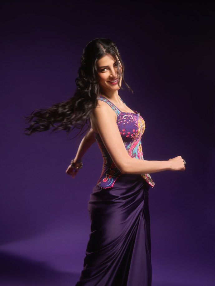 Shruti Haasan Stuns In Purple Label Moni K Corset; Skirt Set 1