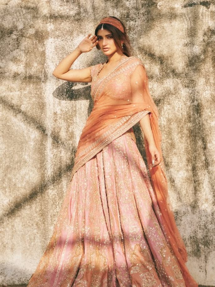 Sreeleela Serves Pastel Glam in a Peach & Blush Pink Ombré Lehenga 1