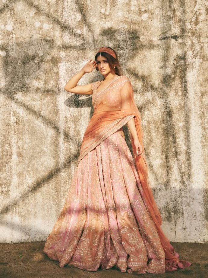 Sreeleela Serves Pastel Glam in a Peach & Blush Pink Ombré Lehenga 1