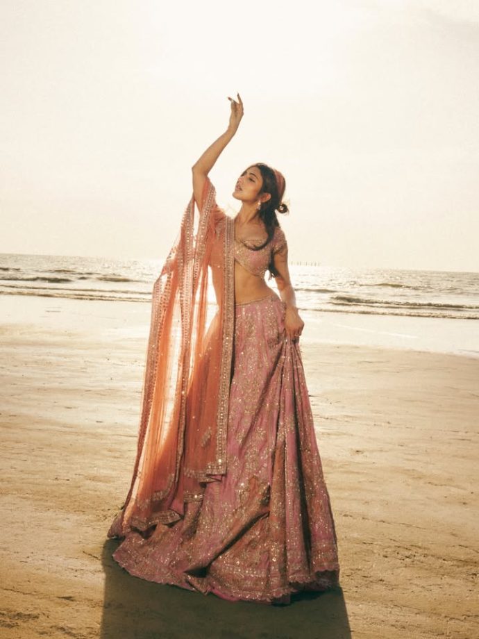 Sreeleela Serves Pastel Glam in a Peach & Blush Pink Ombré Lehenga 1