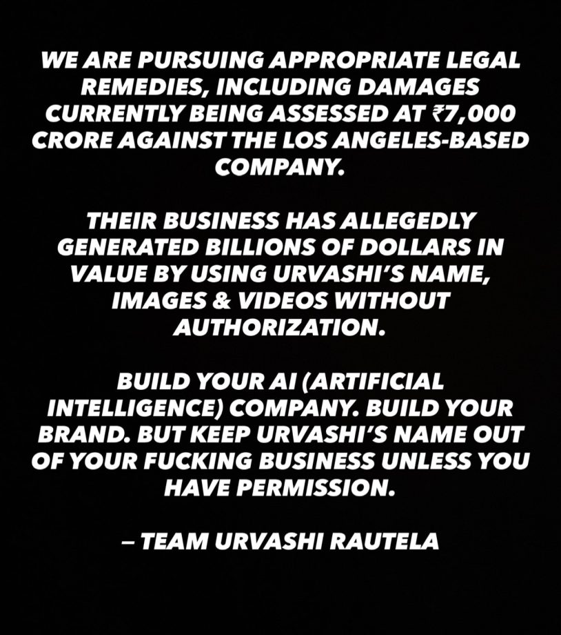 Urvashi Rautela Takes Legal Action Against LA-Based AI Firm—Here's Why She Is Seeking ₹7,000 Cr 1