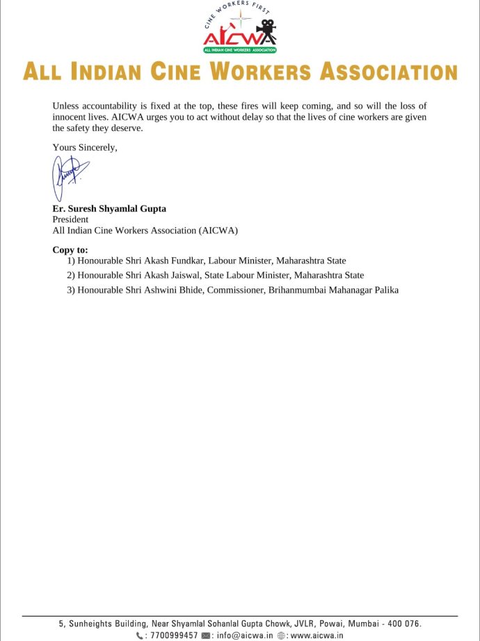 AICWA Demands Managing Director Of Film City's Resignation Following Fire At Pati Patni Aur Panga Set 1