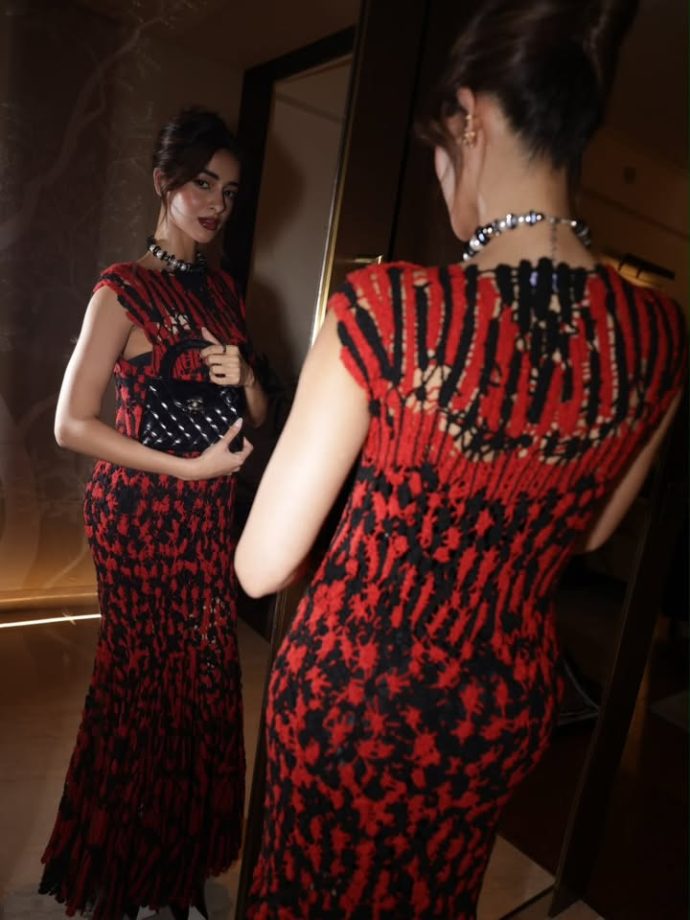 Ananya Panday’s Red & Black Crochet Dress 1