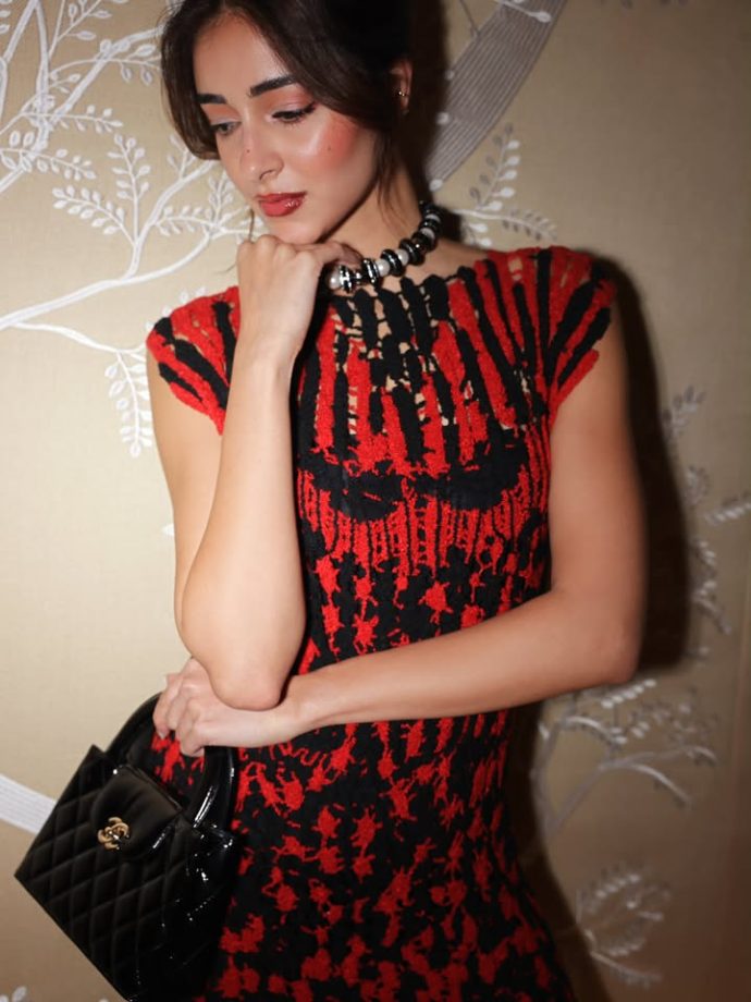 Ananya Panday’s Red & Black Crochet Dress 1