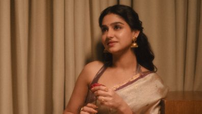 Anaswara Rajan’s Pearl White Saree With Strappy Halter-Neck Blouse