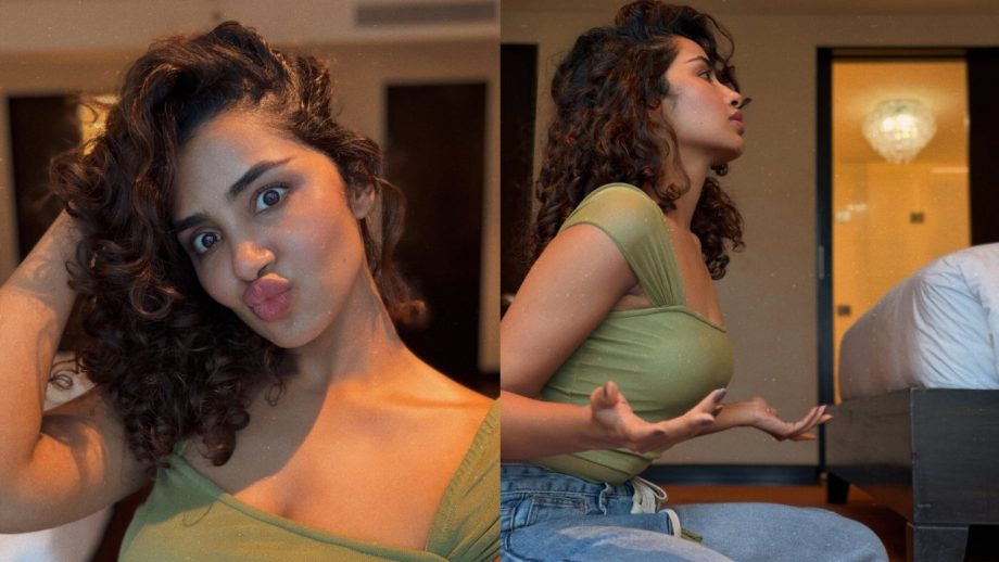 Anupama Parameswaran Serves Chic Vibes In Olive Green Top & Blue Denim Jeans 1