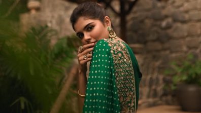 Kalyani Priyadarshan’s Green Saree With Intricate Embroidery And Polka-Dot Details