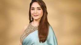Madhuri Dixit’s Dreamy Powder Blue Satin Saree Steals The Spotlight
