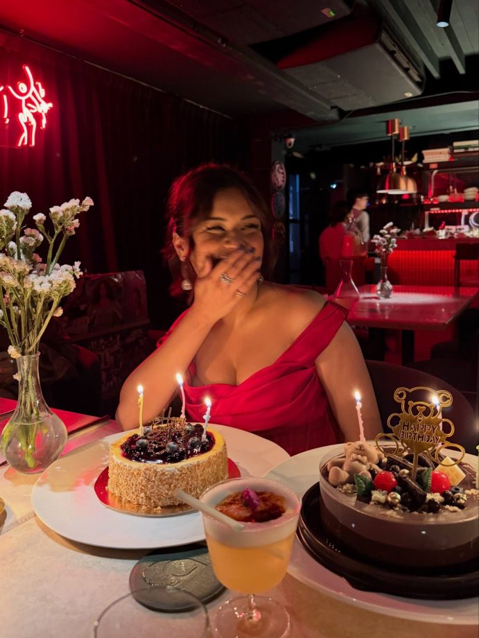Avneet Kaur Turns 25 In A Stunning Red Off-Shoulder Dress, Cuts Birthday Cake; Raghav Sharma Shares Special Birthday Wish 1