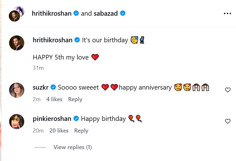Hrithik Roshan And Saba Azad Celebrate 5 Years Of Love; Sussanne Khan Reacts To Their Post 1
