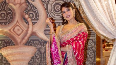 Jacqueline Fernandez Makes A Stunning Statement In An Embroidered Saree With Traditional Glamour