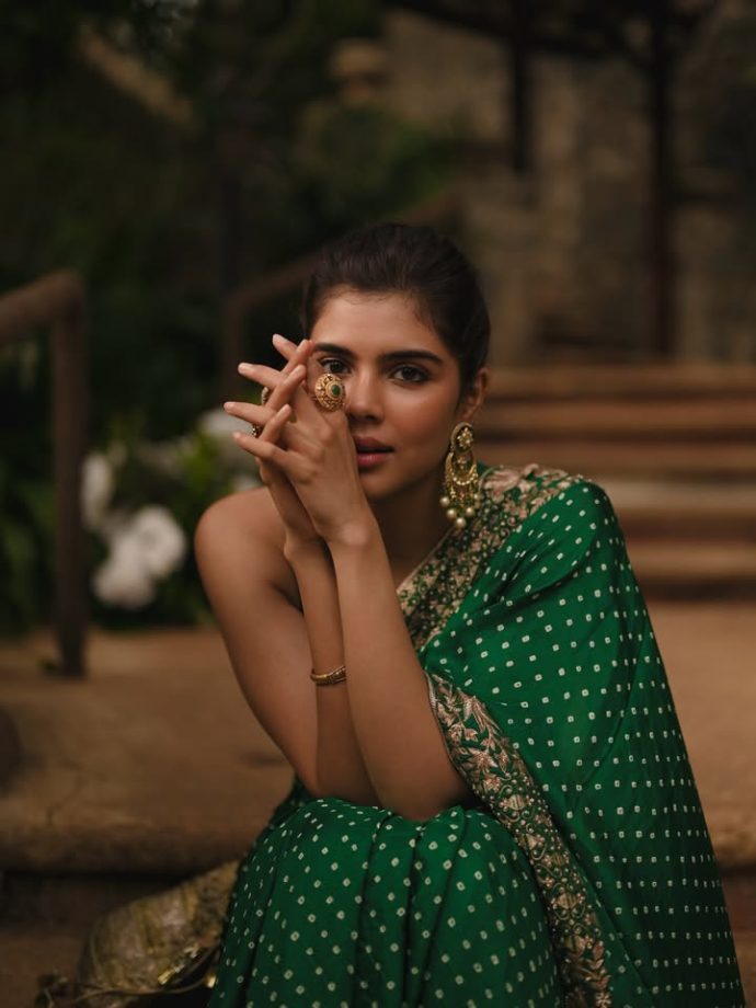 Kalyani Priyadarshan’s Green Saree With Intricate Embroidery And Polka-Dot Details 1