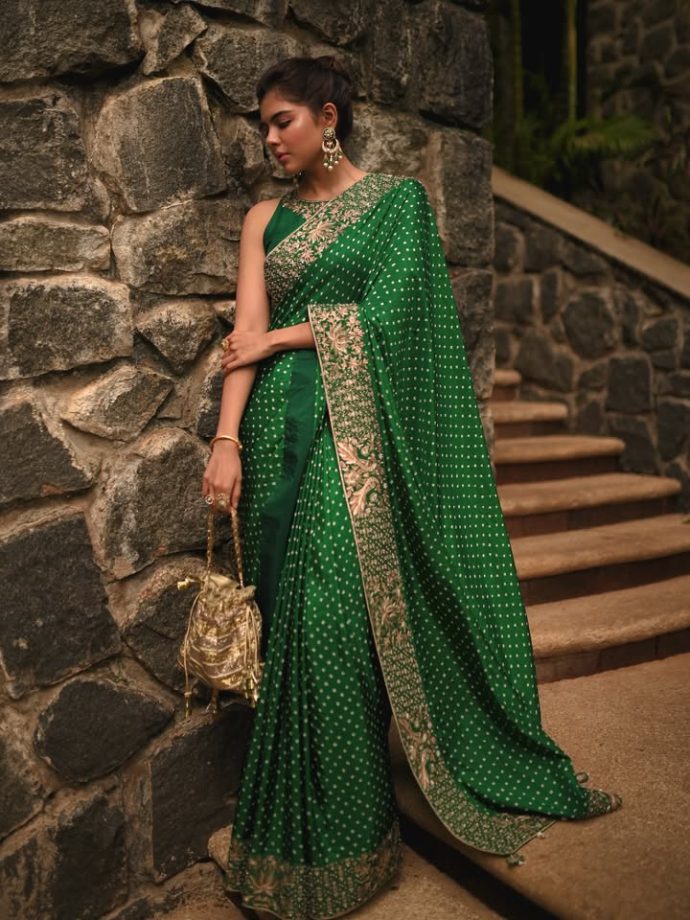 Kalyani Priyadarshan’s Green Saree With Intricate Embroidery And Polka-Dot Details 1