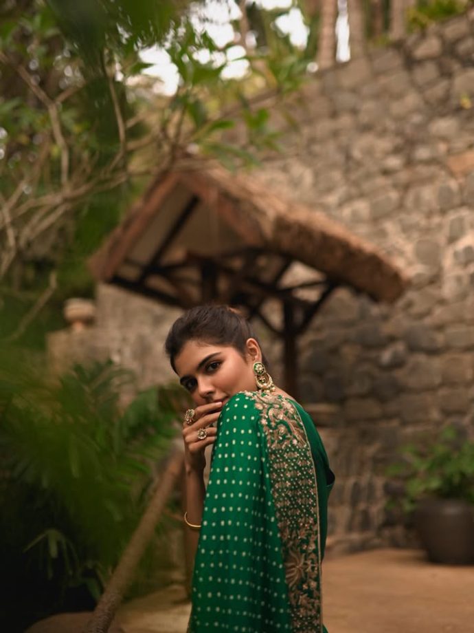 Kalyani Priyadarshan’s Green Saree With Intricate Embroidery And Polka-Dot Details 1