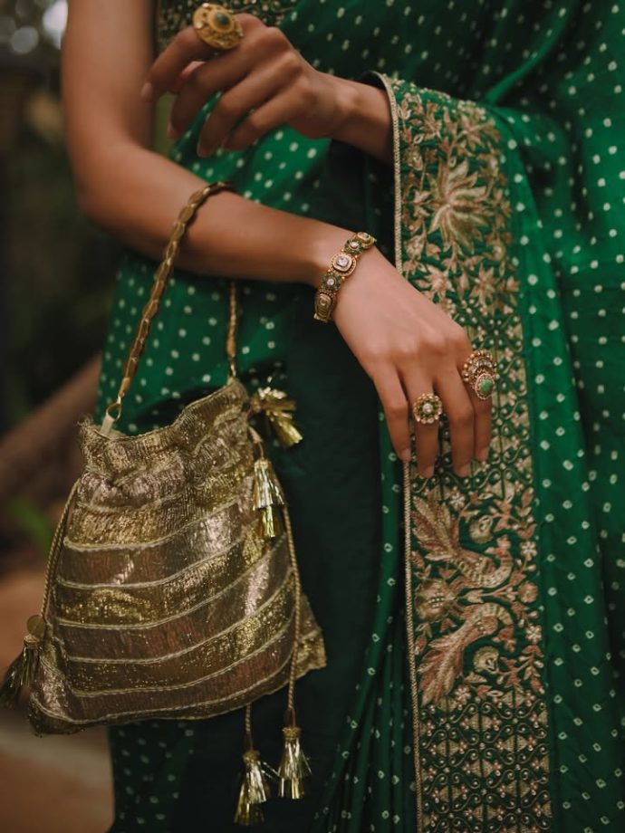 Kalyani Priyadarshan’s Green Saree With Intricate Embroidery And Polka-Dot Details 1