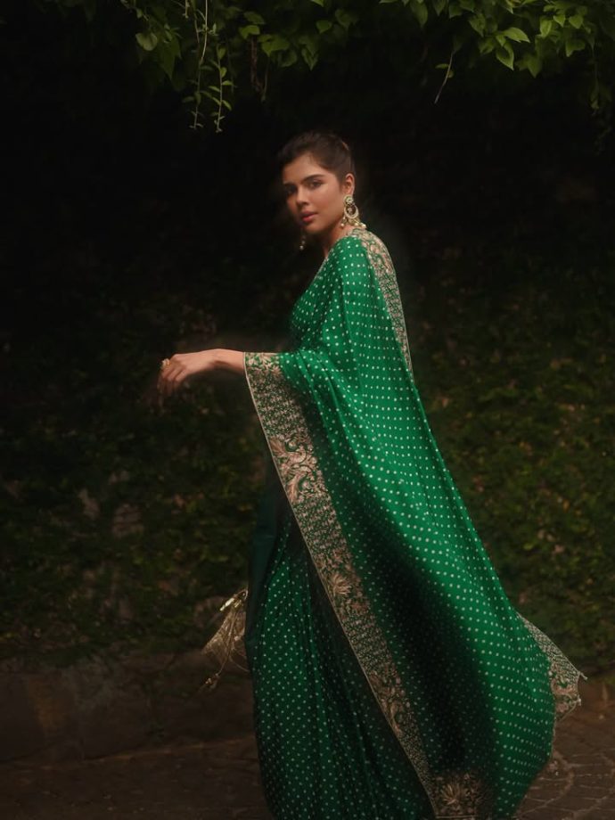 Kalyani Priyadarshan’s Green Saree With Intricate Embroidery And Polka-Dot Details 1