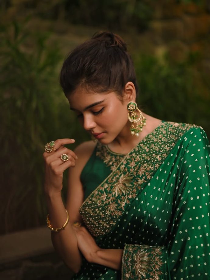 Kalyani Priyadarshan’s Green Saree With Intricate Embroidery And Polka-Dot Details 1