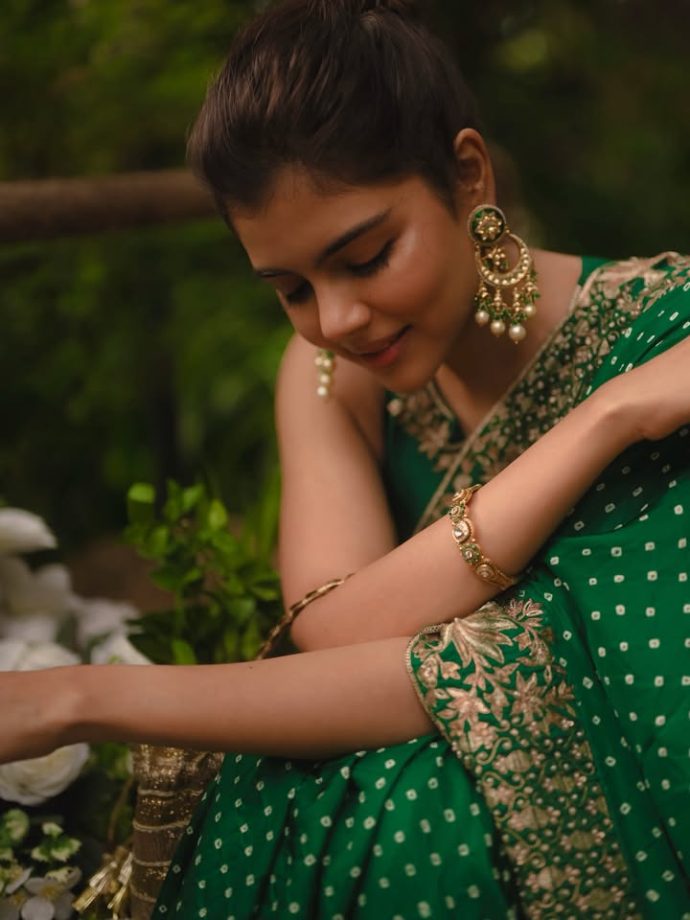 Kalyani Priyadarshan’s Green Saree With Intricate Embroidery And Polka-Dot Details 1