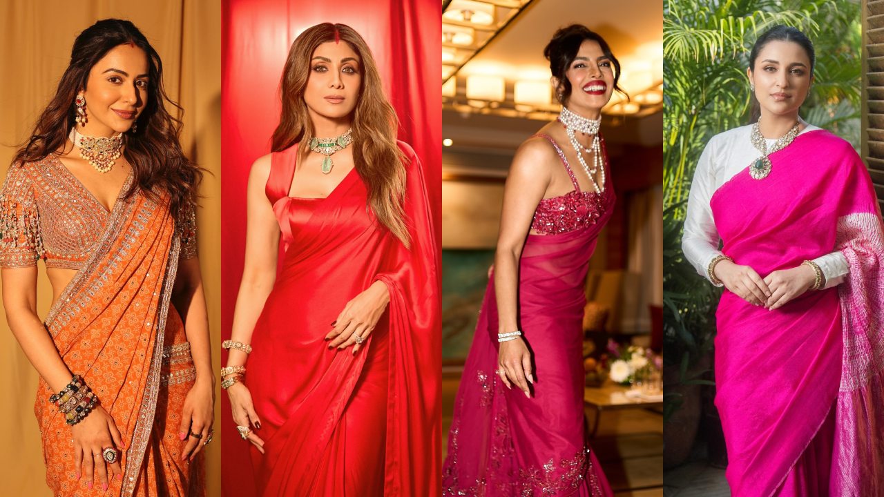 Karwa Chauth Saree Looks: Rakul Preet Singh, Shilpa Shetty, Priyanka Chopra & Parineeti Chopra Serve Festive Fashion Inspiration 1
