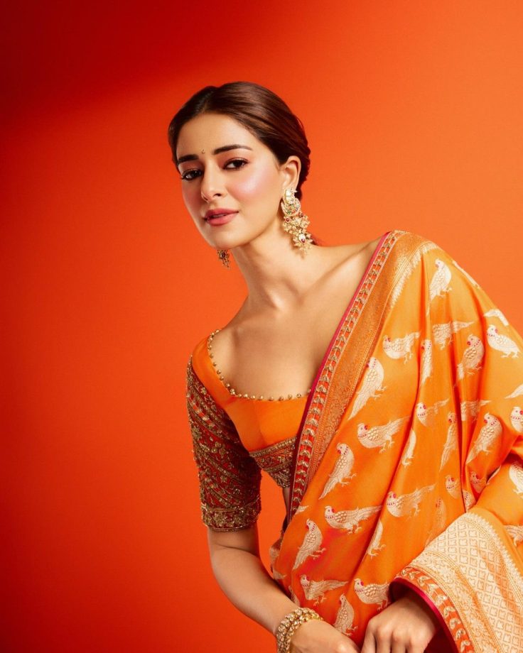 Navratri Day 1 Colour Orange: Madhuri Dixit, Mrunal Thakur And Ananya Panday Serve Stunning Ethnic Fashion Inspiration 1