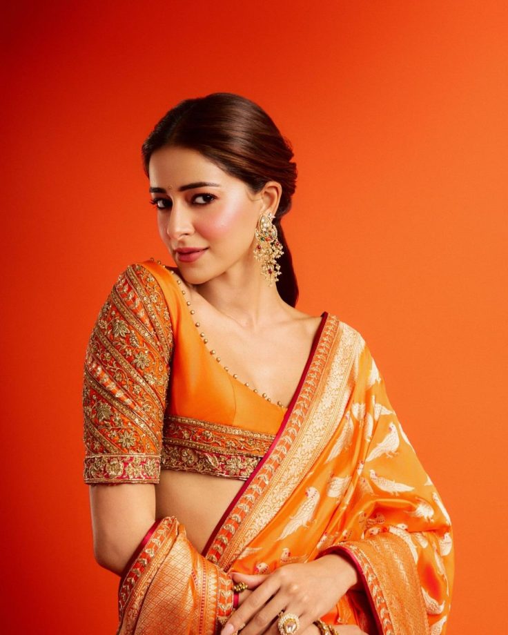 Navratri Day 1 Colour Orange: Madhuri Dixit, Mrunal Thakur And Ananya Panday Serve Stunning Ethnic Fashion Inspiration 1