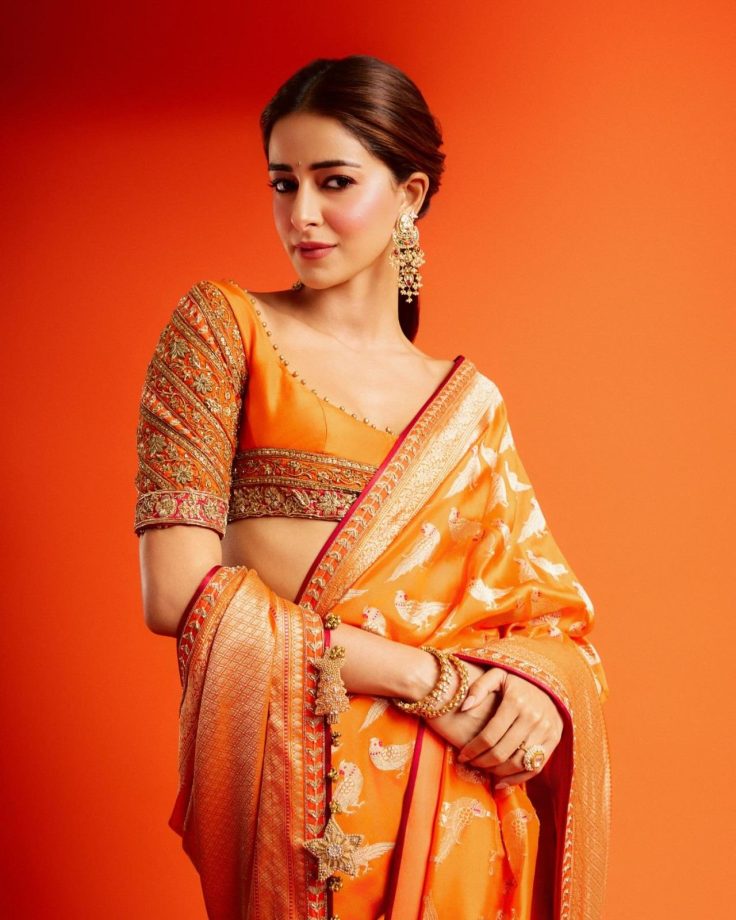 Navratri Day 1 Colour Orange: Madhuri Dixit, Mrunal Thakur And Ananya Panday Serve Stunning Ethnic Fashion Inspiration 1