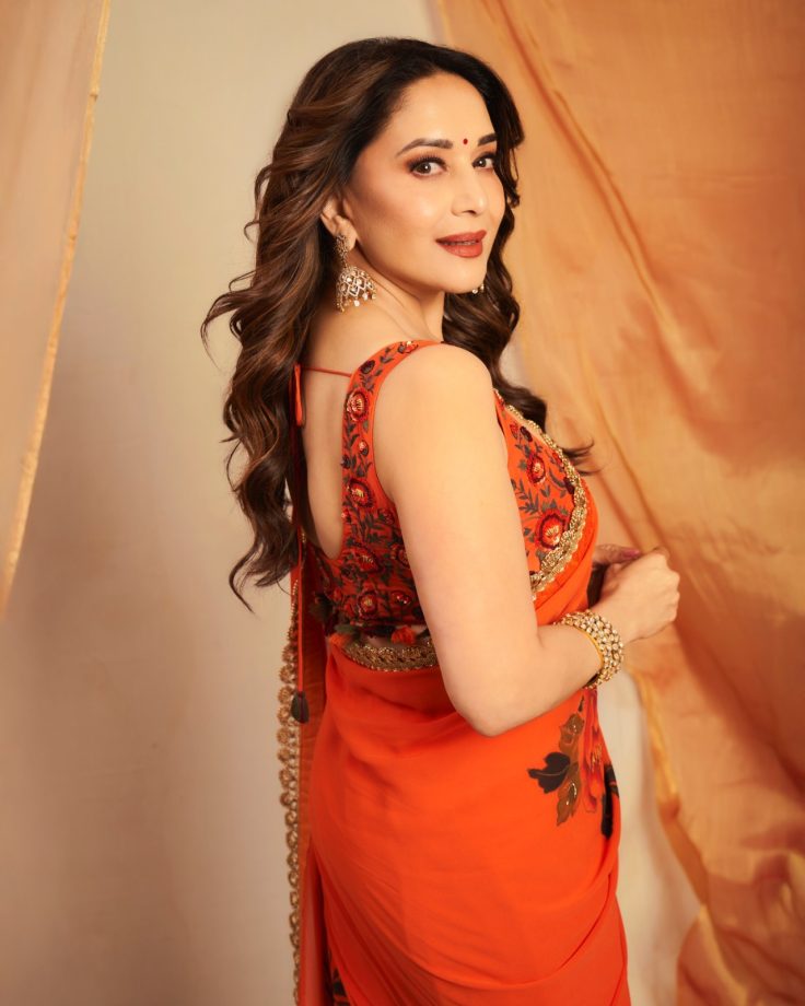 Navratri Day 1 Colour Orange: Madhuri Dixit, Mrunal Thakur And Ananya Panday Serve Stunning Ethnic Fashion Inspiration 1