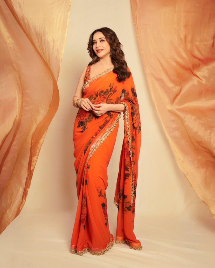 Navratri Day 1 Colour Orange: Madhuri Dixit, Mrunal Thakur And Ananya Panday Serve Stunning Ethnic Fashion Inspiration 1