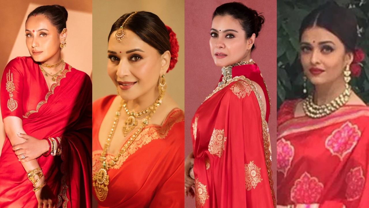 Navratri Day 3 Red Fashion: Rani Mukerji, Kajol, Madhuri Dixit And Aishwarya Rai Bachchan Turn Up Ethnic Glamour 1