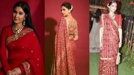 Navratri Day 3 Red Saree Fashion: Katrina Kaif, Deepika Padukone & Sonam Kapoor Bring Royal Ethnic Glamour