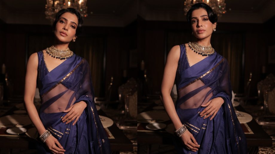 Navratri Day 4 Royal Blue Saree Looks: Mrunal Thakur, Tamannaah Bhatia, Samantha Ruth Prabhu And Trisha Krishnan Set Festive Fashion Goals 1
