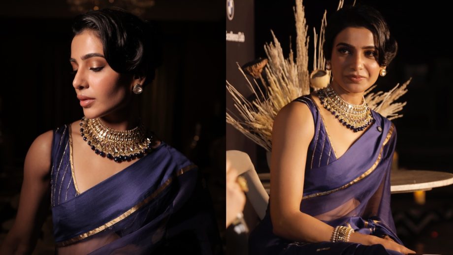 Navratri Day 4 Royal Blue Saree Looks: Mrunal Thakur, Tamannaah Bhatia, Samantha Ruth Prabhu And Trisha Krishnan Set Festive Fashion Goals 1