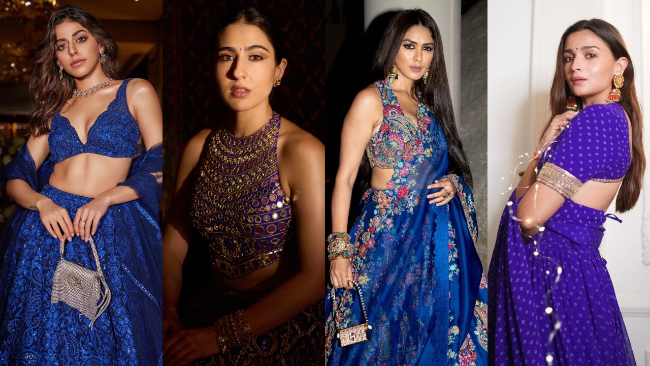 Navratri Day 4 Special: Alaya F, Sara Ali Khan, Alia Bhatt And Mrunal Thakur Make Royal Blue Lehengas Look Stunning 1