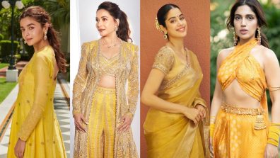 Navratri Day 5 Yellow Fashion: Alia Bhatt, Madhuri Dixit, Janhvi Kapoor, Ananya Panday And Bhumi Pednekar Serve Festive Glamour