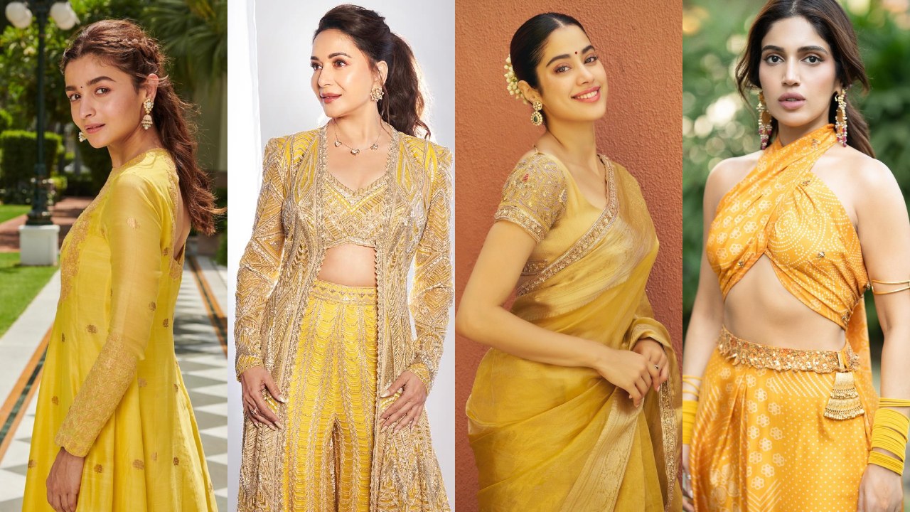Navratri Day 5 Yellow Fashion: Alia Bhatt, Madhuri Dixit, Janhvi Kapoor, Ananya Panday And Bhumi Pednekar Serve Festive Glamour 1