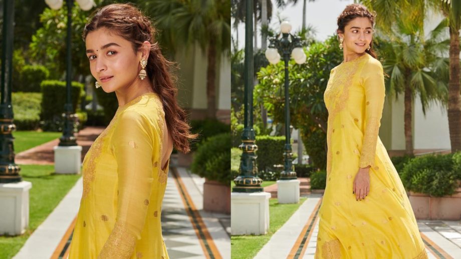 Navratri Day 5 Yellow Fashion: Alia Bhatt, Madhuri Dixit, Janhvi Kapoor, Ananya Panday And Bhumi Pednekar Serve Festive Glamour 1