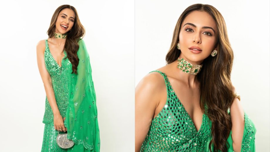 Navratri Day 6 Green Outfits: Rakul Preet Singh, Rashmika Mandanna, Fatima Sana Shaikh & Alia Bhatt Make A Festive Style Statement 1