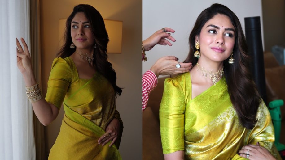 Navratri Day 6 (October 16) Green Saree Looks: Madhuri Dixit, Mrunal Thakur, Janhvi Kapoor & Ananya Panday Serve Festive Fashion Goals 1