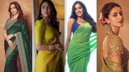 Navratri Day 6 (October 16) Green Saree Looks: Madhuri Dixit, Mrunal Thakur, Janhvi Kapoor & Ananya Panday Serve Festive Fashion Goals