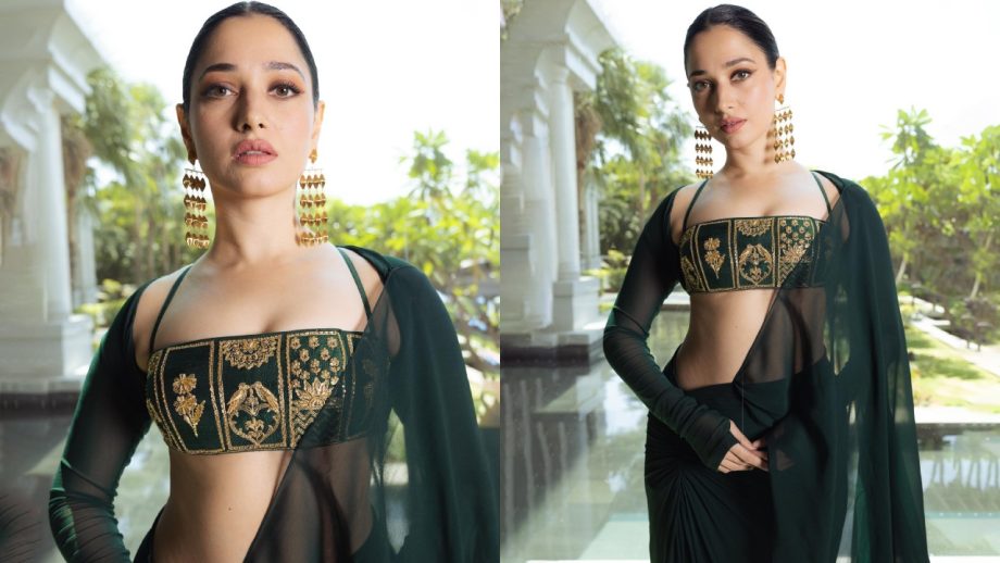 Navratri Day 6 (October 16) Green Saree Looks: Raashii Khanna, Sreeleela, Tamannaah Bhatia & Anupama Parameswaran Inspire Festive Fashion 1