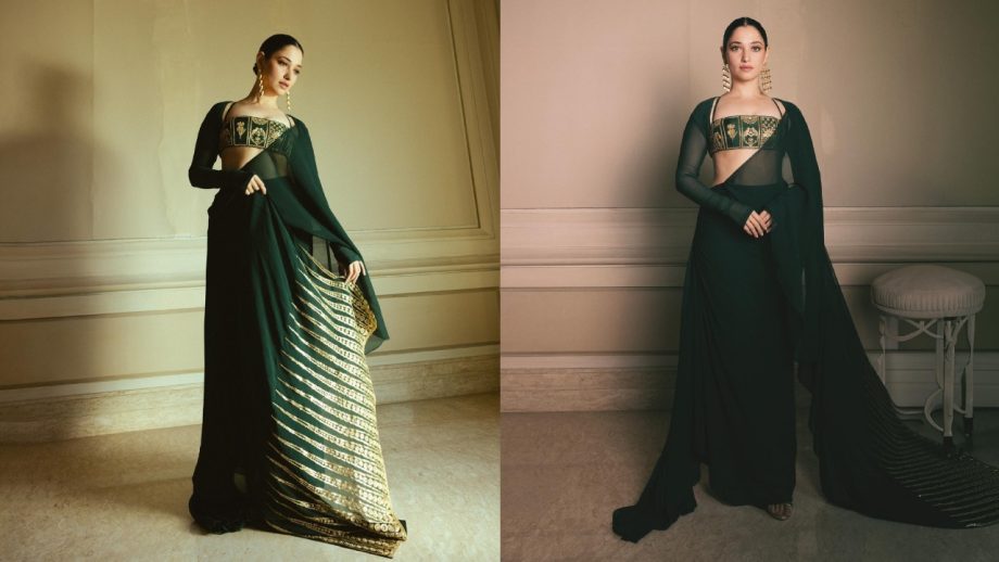 Navratri Day 6 (October 16) Green Saree Looks: Raashii Khanna, Sreeleela, Tamannaah Bhatia & Anupama Parameswaran Inspire Festive Fashion 1