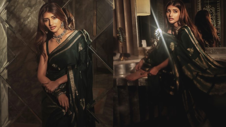 Navratri Day 6 (October 16) Green Saree Looks: Raashii Khanna, Sreeleela, Tamannaah Bhatia & Anupama Parameswaran Inspire Festive Fashion 1