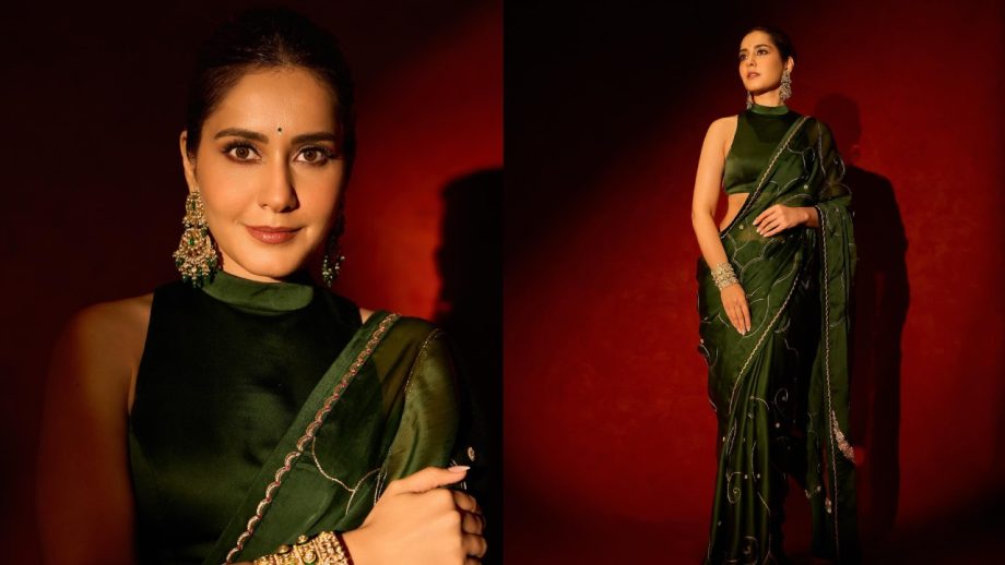 Navratri Day 6 (October 16) Green Saree Looks: Raashii Khanna, Sreeleela, Tamannaah Bhatia & Anupama Parameswaran Inspire Festive Fashion 1