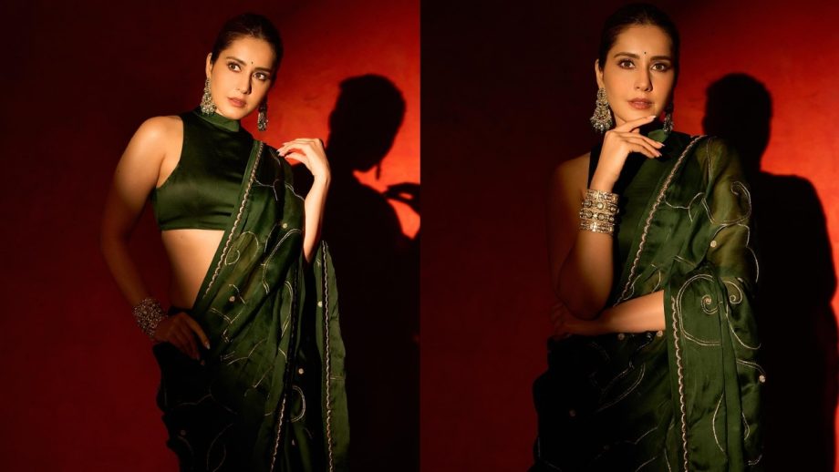 Navratri Day 6 (October 16) Green Saree Looks: Raashii Khanna, Sreeleela, Tamannaah Bhatia & Anupama Parameswaran Inspire Festive Fashion 1